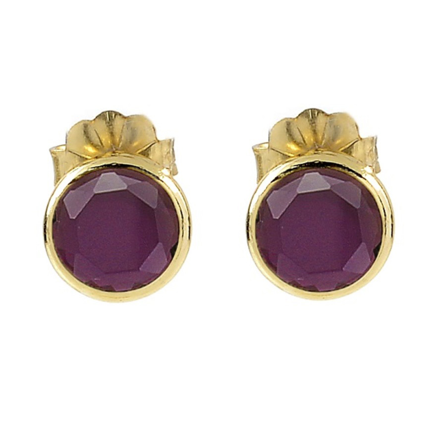 Aquaforte Orecchini diametro 10mm con pasta vitrea ametista